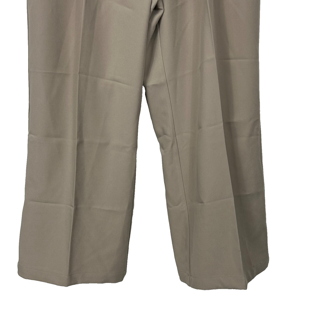 DECIVI Wide Leg Trousers Womens XLarge Khaki Tan Pleated Elastic Waist New - Picture 4 of 10